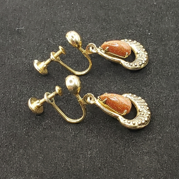 Cute Boho with Sparkly Stone Screw Back Earrings - Picture 2 of 4